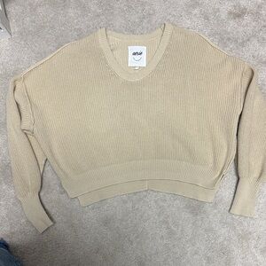 Aerie Women's V-Neck Sweater in Beige